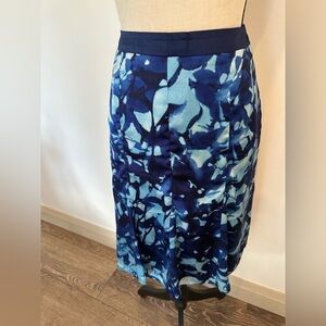 Melanie Lyne Abstract Vintage Floral Skirt  Satin Zip Closure Fit Flare SZ 8